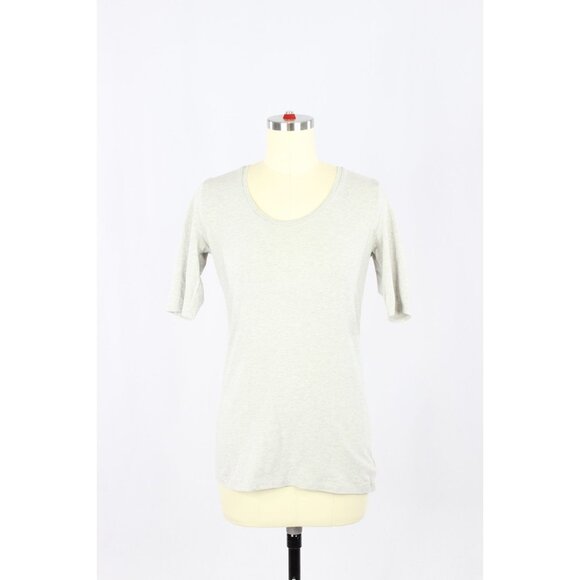 WHITE + WARREN Grey Cotton Modal Jersey Scoop Neck Half Sleeve T-Shirt, Size XS - Picture 1 of 13